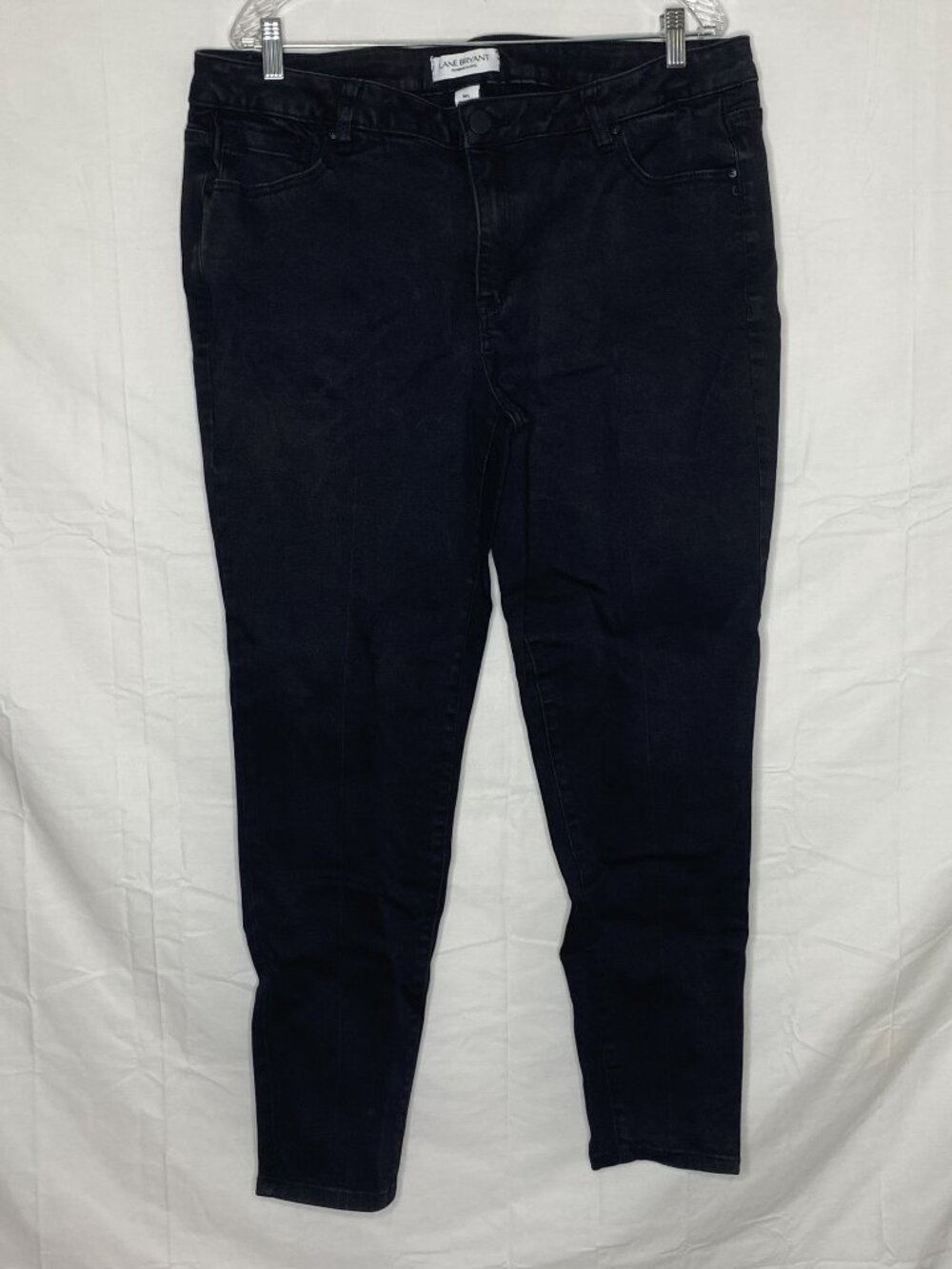 Lane Bryant (20L) Dark Black Mid-Rise Super Stretch Skinny Jeans